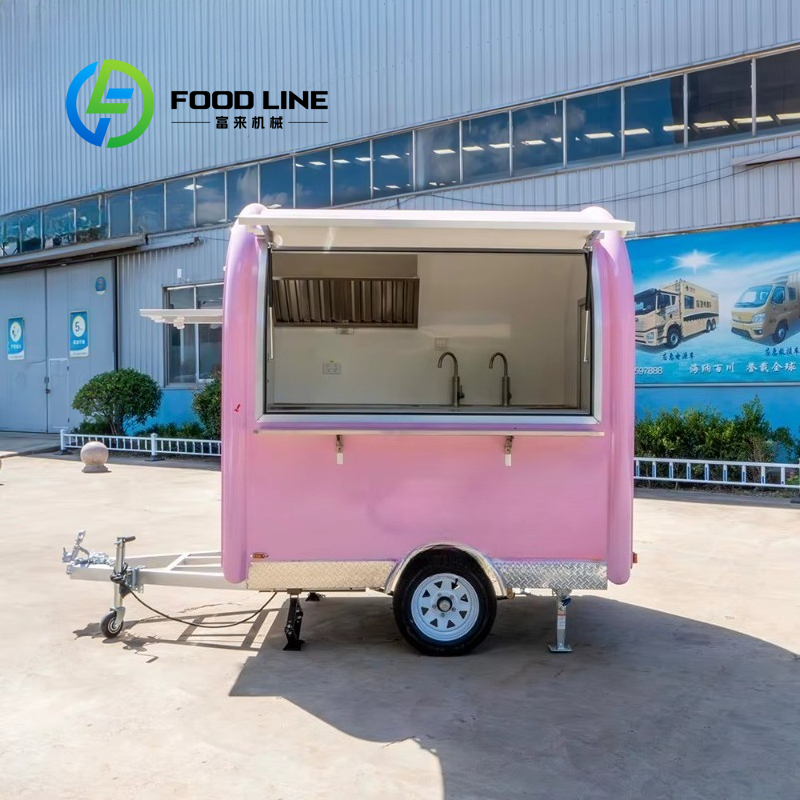 Commercial Kitchen Stove - รถพ่วงขายอาหารมินิสีชมพูสไตล์วินเทจแบบกำหนดเอง พร้อมเตาทำอาหารสำหรับพิซซ่า ขนม และบริการจัดเลี้ยงนอกสถานที่