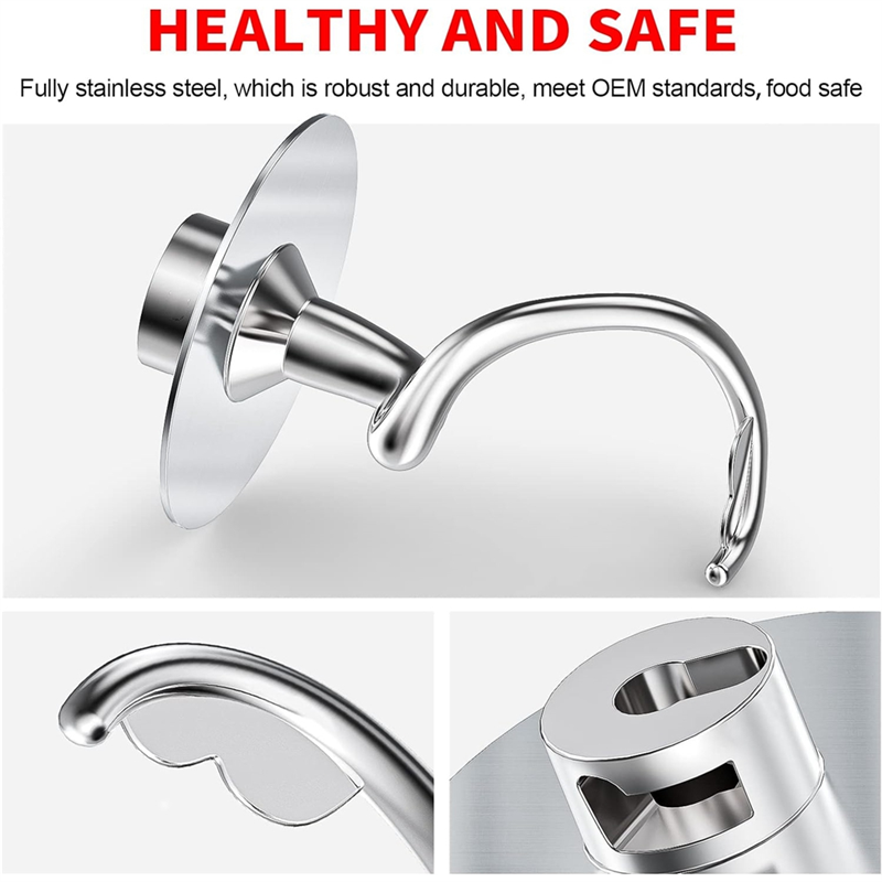 Commercial Kitchenaid - ตะขอแป้งเกลียวสแตนเลสสําหรับ Kitchenaid Stand Mixer อะไหล่เหมาะกับ 4.5-5