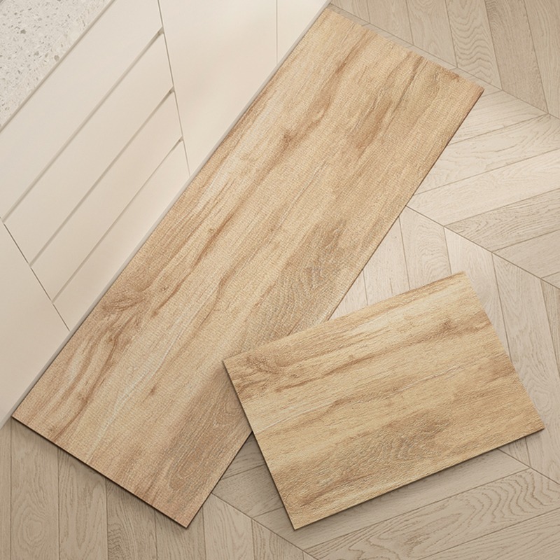 Commercial Kitchen Non Slip Flooring - ห้องครัวพรมกันน้ํากันลื่น PVC แผ่นปูพื้นไม้เลียนแบบล้างฟรีพรมหนังยาวตกแต่งบ้านเสื่อเท้า