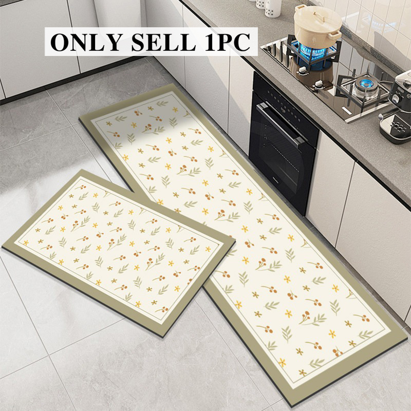 Commercial Kitchen Non Slip Flooring - พรมปูพื้นสำหรับห้องครัว ทำจากพีวีซีหนังกันน้ำ กันลื่น พรมยาวกันน้ำมัน ลายดอกไม้สไตล์โมเดิร์น ตกแต่งบ้าน
