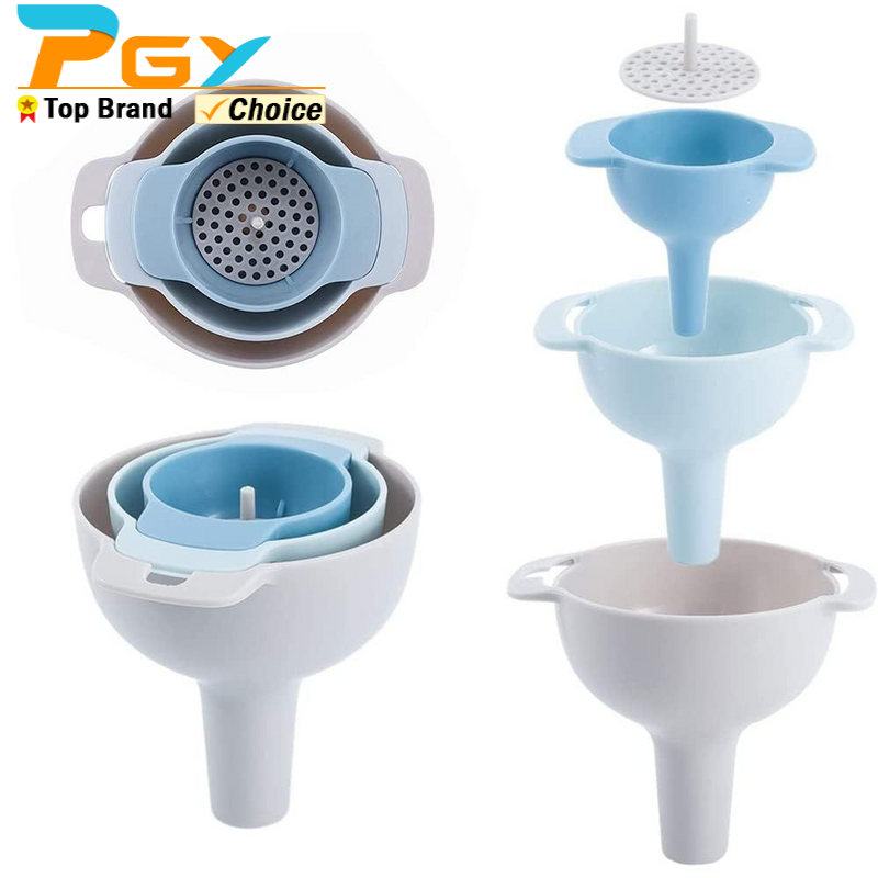 Commercial Kitchen Oil Filter - 4 in 1 ช่องทางครัวสําหรับบรรจุขวดช่องทางครัวที่ถอดออกได้กรองกรอง BPA ฟรีเกรดอาหารช่องทางน้ํามัน