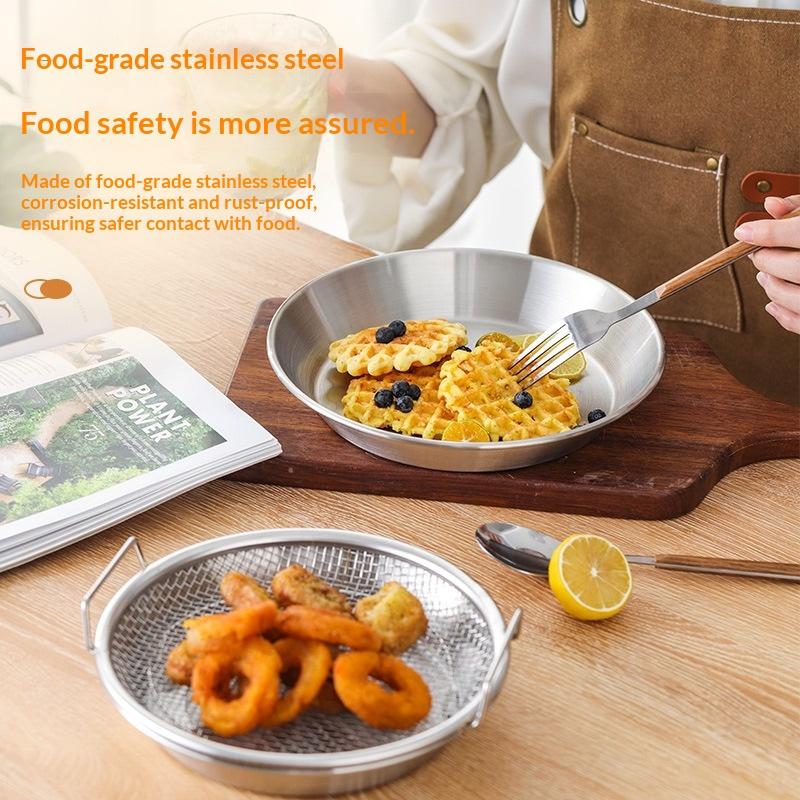 Commercial Kitchen Oil Filter - ตะกร้ากรองน้ำมันสแตนเลสแบบใช้ซ้ำได้ ตะแกรงตาข่ายทรงกลมสำหรับการทอด ทำอาหาร และแยกไขมันในครัว