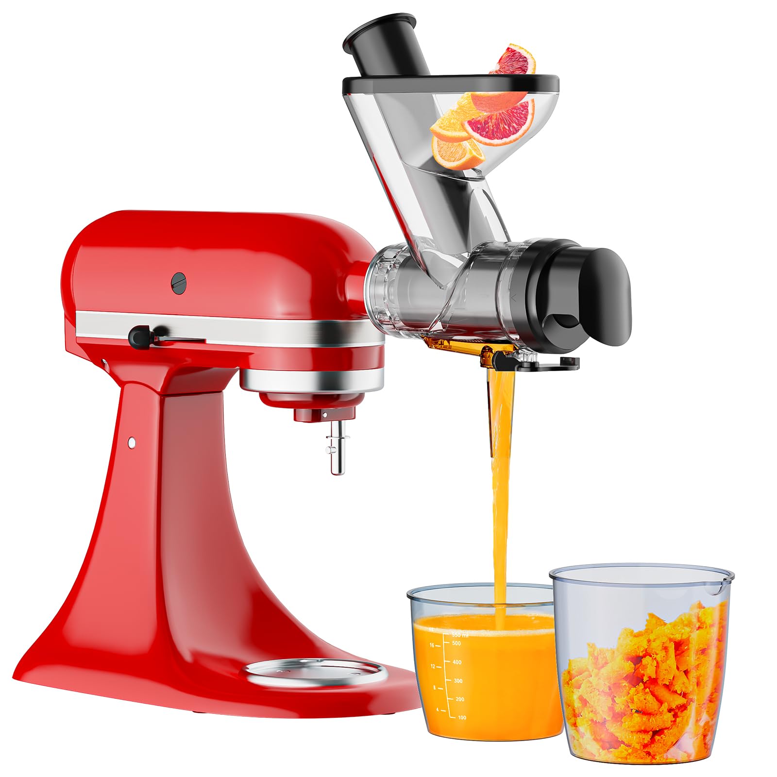 Commercial Kitchenaid - อุปกรณ์เสริมเครื่องคั้นน้ำผลไม้แบบเคี้ยวบดสำหรับเครื่องผสมอาหารแบบตั้งโต๊ะ KitchenAid เครื่องคั้นน้ำผลไม้แบบสกัดเย็นแบบช้าพร้อมช่องป้อนแบบคู่