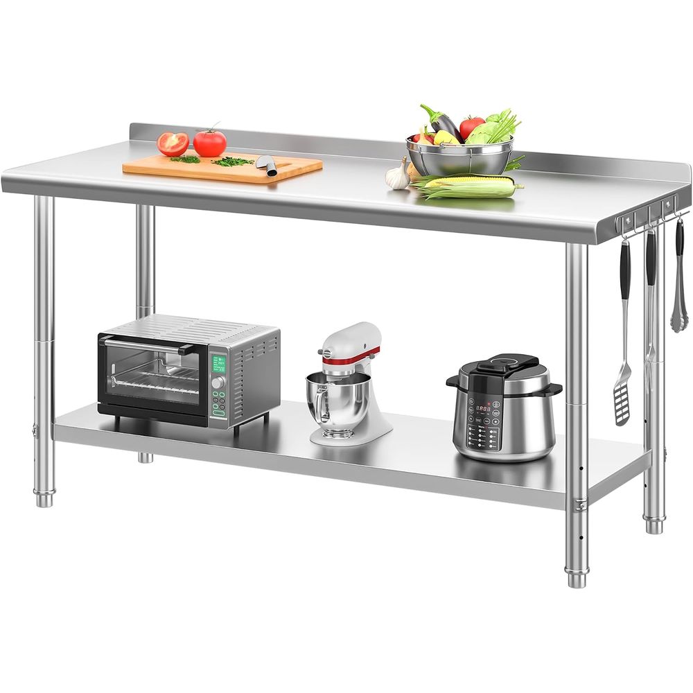 Commercial Kitchen Backsplash - โต๊ะสแตนเลสขนาด 60