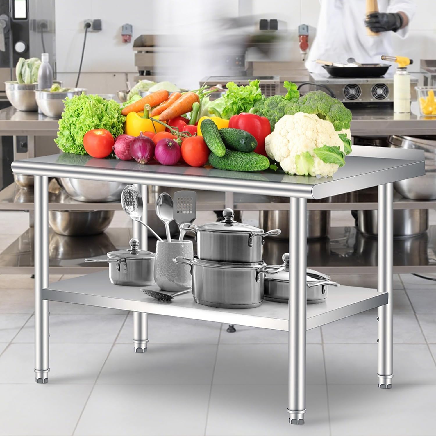 โต๊ะเตรียมอาหารสแตนเลสขนาด 60  - Commercial Kitchen Backsplash บทวิจารณ์และราคา