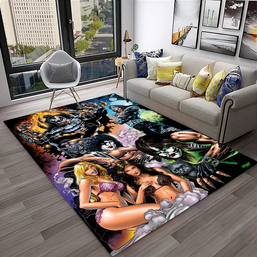 Retro KISS Rock Band พรมพรมสํา - Commercial Kitchen Non Slip Flooring บทวิจารณ์และราคา
