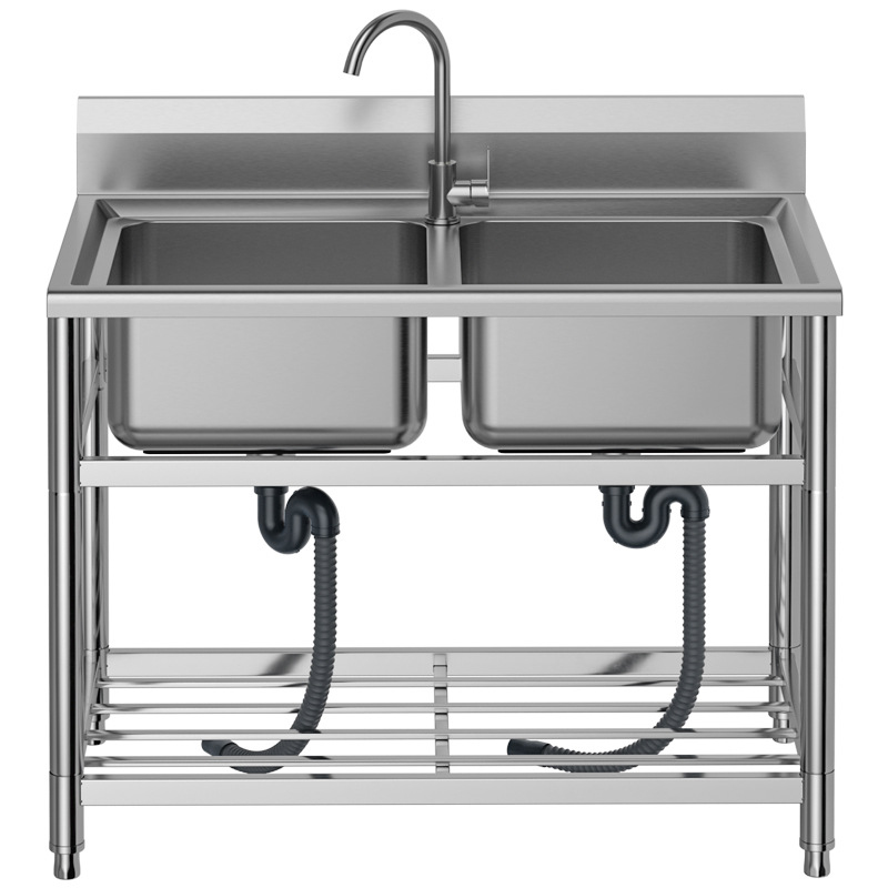 อ่างล้างจานสแตนเลสสำหรับร้านอา - Commercial Kitchen Double Sink บทวิจารณ์และราคา