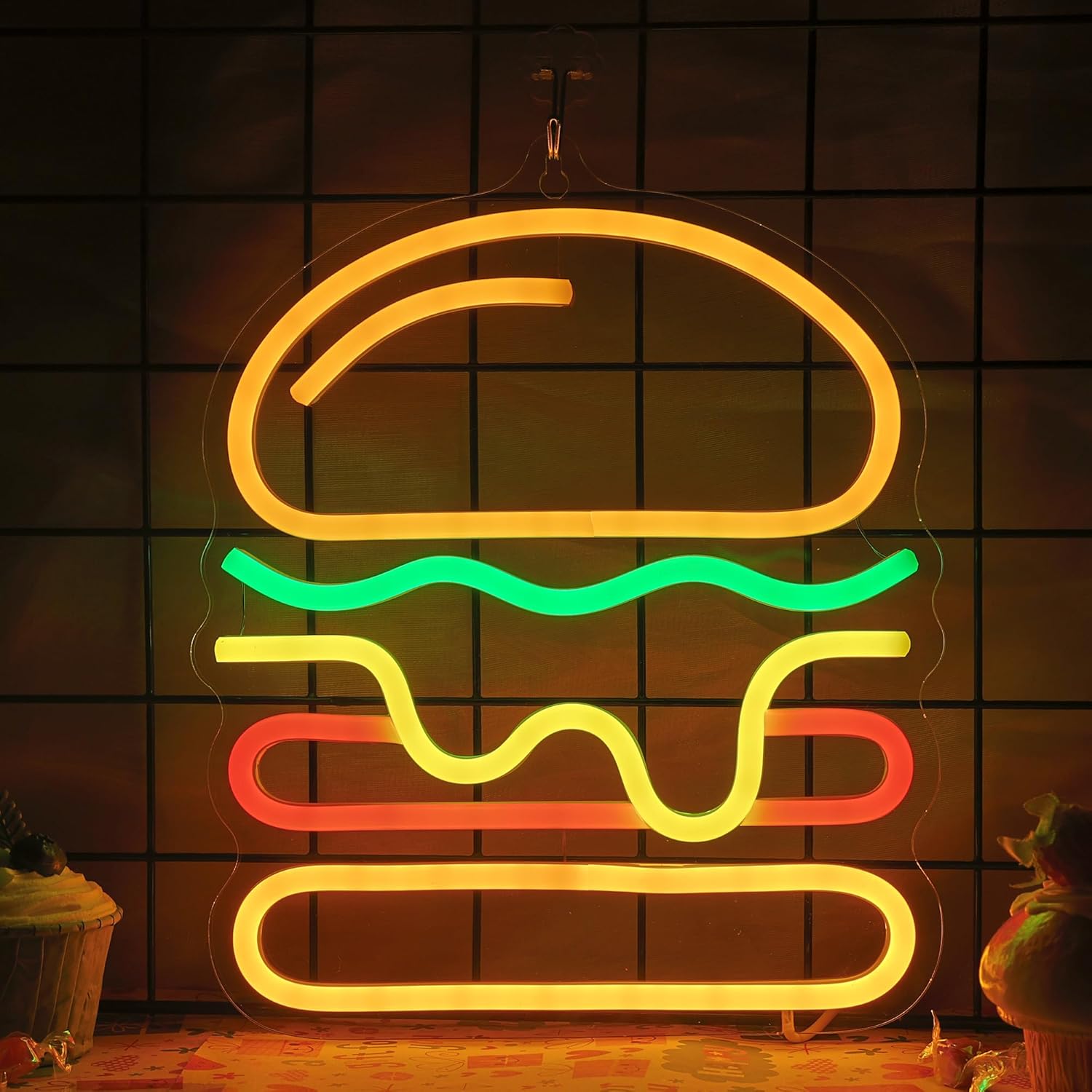 ป้ายไฟนีออนรูปเบอร์เกอร์พร้อมไ - Commercial Kitchen Light บทวิจารณ์และราคา