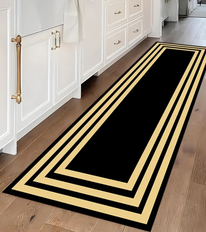 พรมปูพื้นลายกรีกสีดำทองหรูหรา  - Commercial Kitchen Non Slip Flooring บทวิจารณ์และราคา