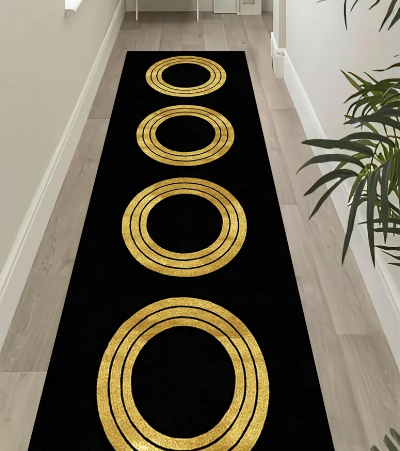 พรมปูพื้นลายกรีกสีดำทองหรูหรา  - Commercial Kitchen Non Slip Flooring บทวิจารณ์และราคา