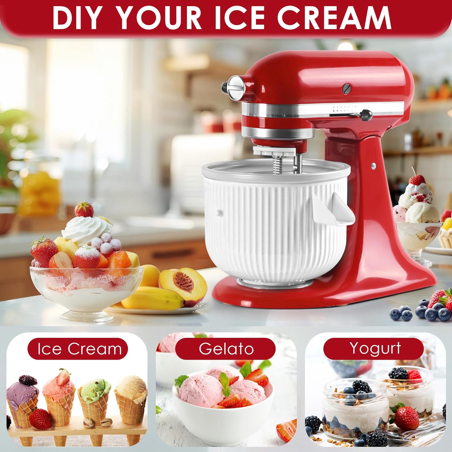 อุปกรณ์เสริมเครื่องทําไอศกรีมส - Commercial Kitchenaid บทวิจารณ์และราคา